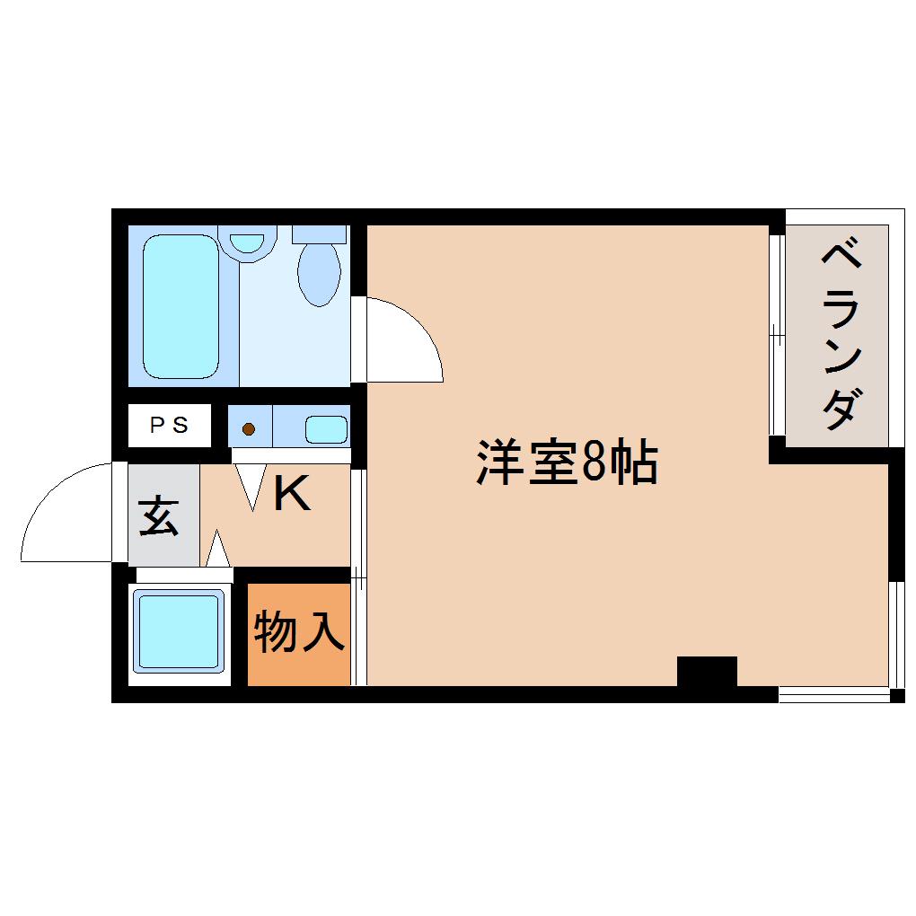 西本ビル(1K/3階)の間取り写真