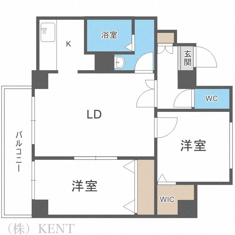 SQUARE MS614(2LDK/8階)の間取り写真
