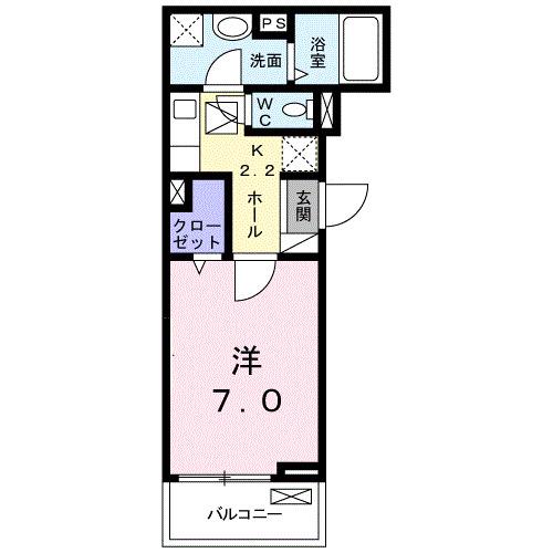 センターヴィレッジ2(1K/2階)の間取り写真