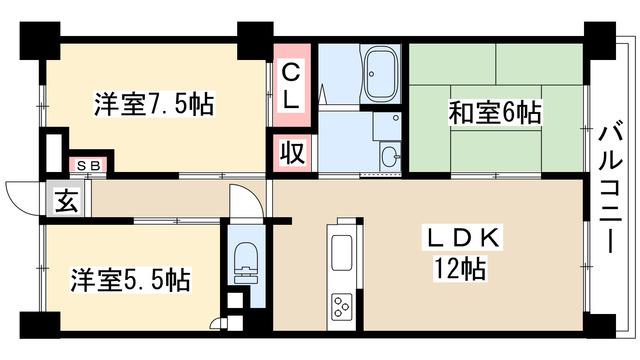 ヒルトップ井上(3LDK/2階)の間取り写真
