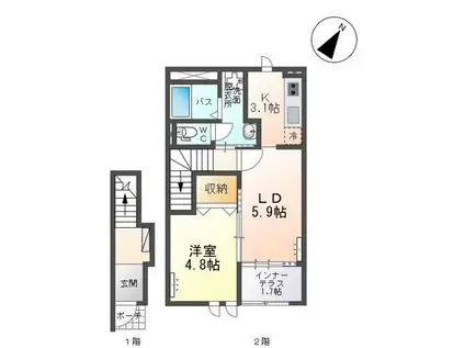 プリマベーラ(1LDK/2階)の間取り写真