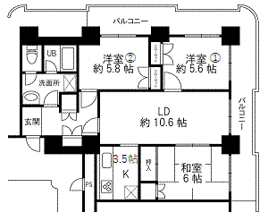 ストークマンション福井(3LDK/18階)の間取り写真