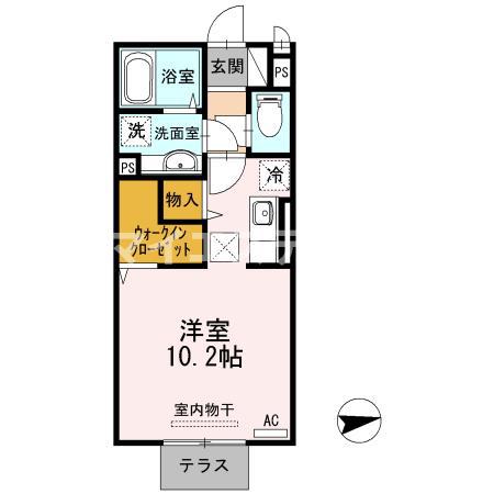 エガール(ワンルーム/2階)の間取り写真