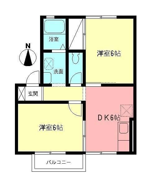 アベニュー西湘(2DK/2階)の間取り写真