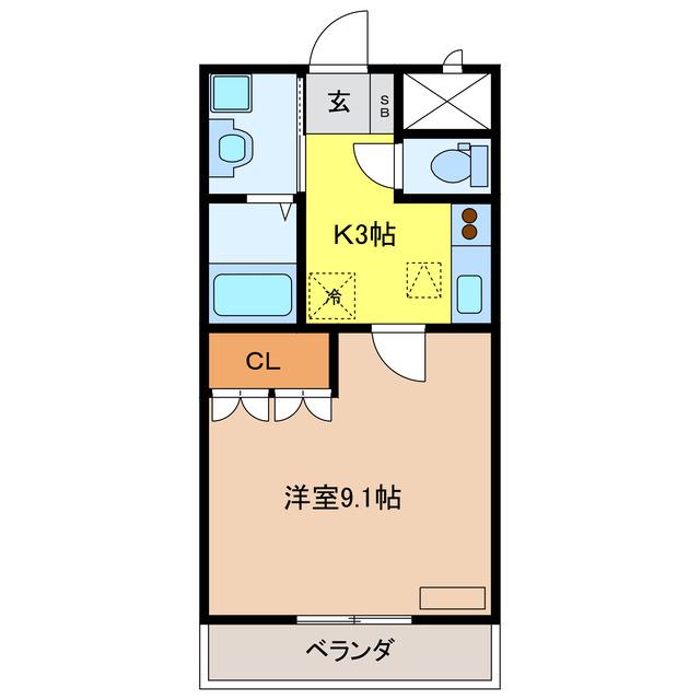 ルミエール(1K/1階)の間取り写真