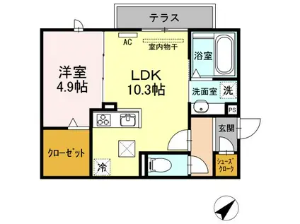 アメニティ橋口(1LDK/1階)の間取り写真
