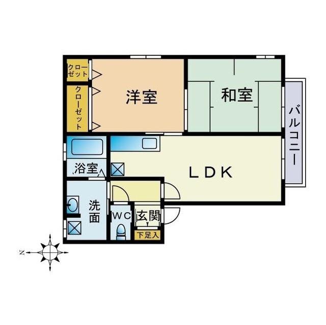 リバティ・ベル(2DK/1階)の間取り写真
