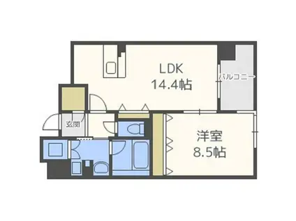 グレンパーク梅田北(1LDK/13階)の間取り写真