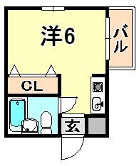 ハイライフ祇園(ワンルーム/1階)の間取り写真