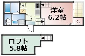 エトワール今里(1K/2階)の間取り写真