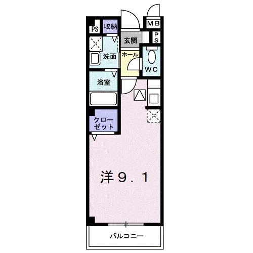 アムールM・K II(ワンルーム/1階)の間取り写真
