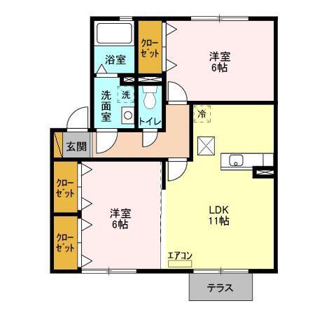 CARINOPENSEE(2LDK/1階)の間取り写真