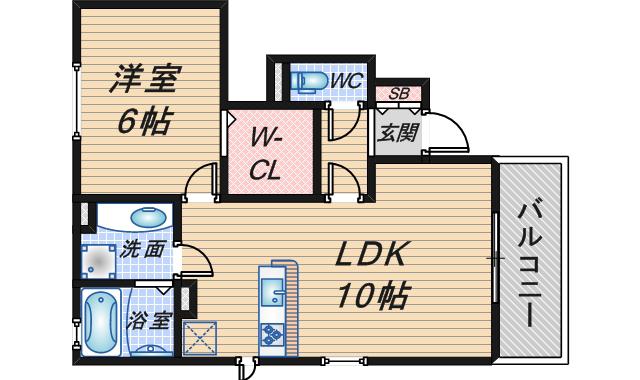スカイヴィラ豊中(1LDK/1階)の間取り写真