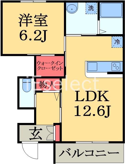 テラス・ビー・クワイエット(1LDK/1階)の間取り写真
