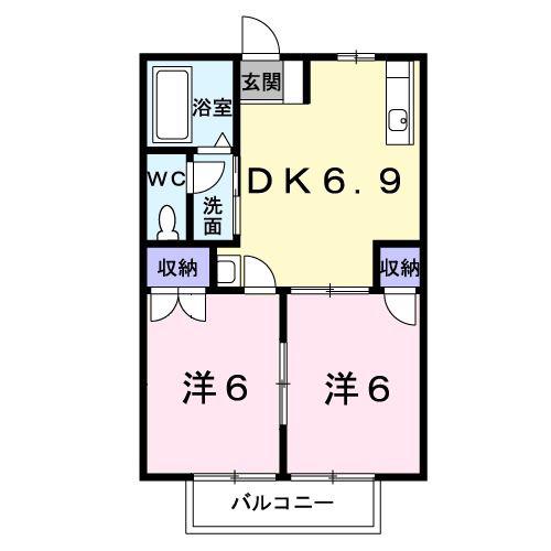 HEARTHOUSE(2DK/2階)の間取り写真