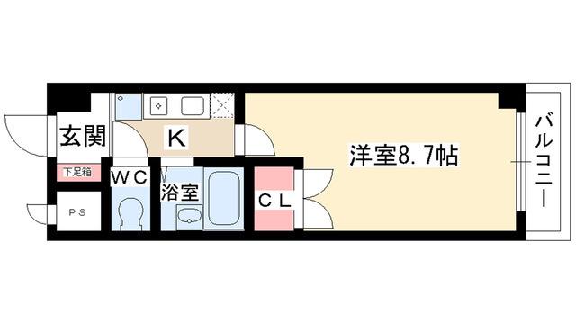 サンセイハイツ社台(1K/2階)の間取り写真