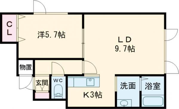 リヴェール5・5(1LDK/1階)の間取り写真