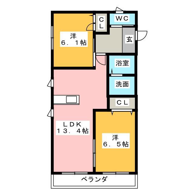 ルミエール(2LDK/1階)の間取り写真