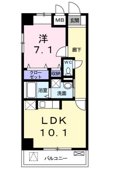 CUORE(1LDK/2階)の間取り写真