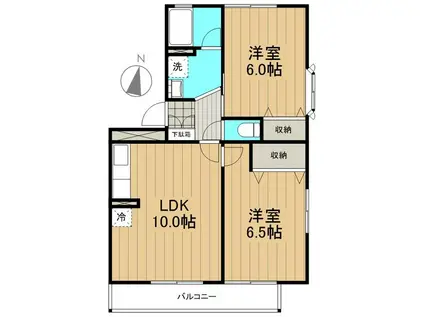 サンヴェール麻生(2LDK/3階)の間取り写真