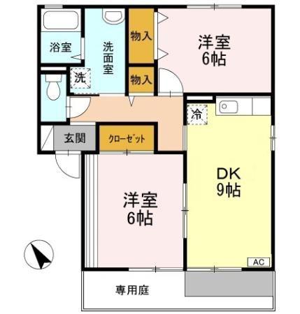 セジュールくらま A棟(2DK/1階)の間取り写真