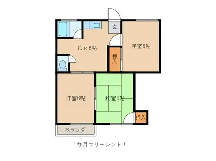 第二清水マンション(2DK/1階)の間取り写真