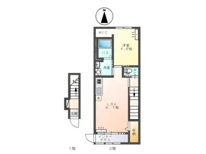 ソラーレ(1LDK/2階)の間取り写真