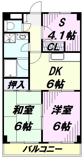 サンボウ仏子(3DK/6階)の間取り写真