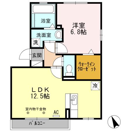 ルフレール(1LDK/2階)の間取り写真
