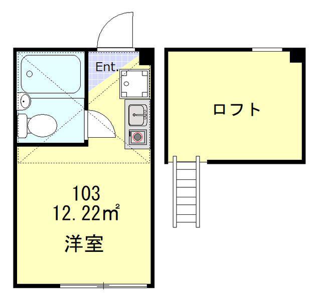 クレール上野(ワンルーム/1階)の間取り写真