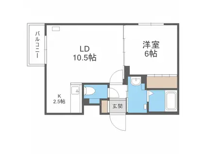 ミ・ピアーチェリヴィエール豊平21(1LDK/3階)の間取り写真