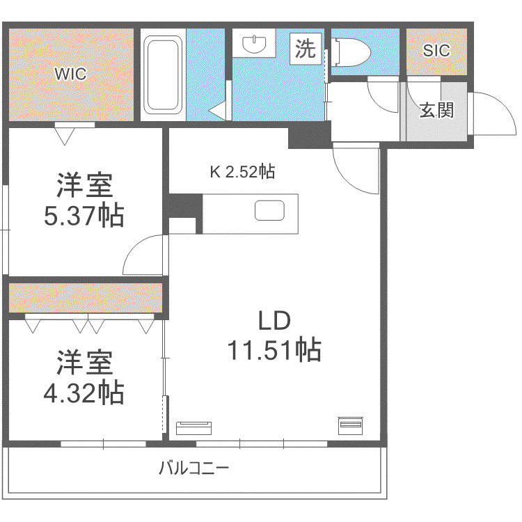 ガイアールS24(2LDK/3階)の間取り写真