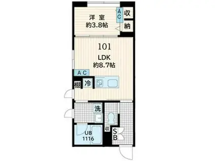 FULLEA恵比寿 フレア恵比寿(1LDK/B1階)の間取り写真