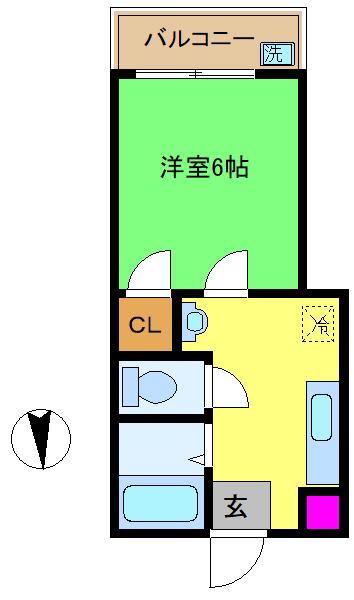 コーポアイ(1K/1階)の間取り写真