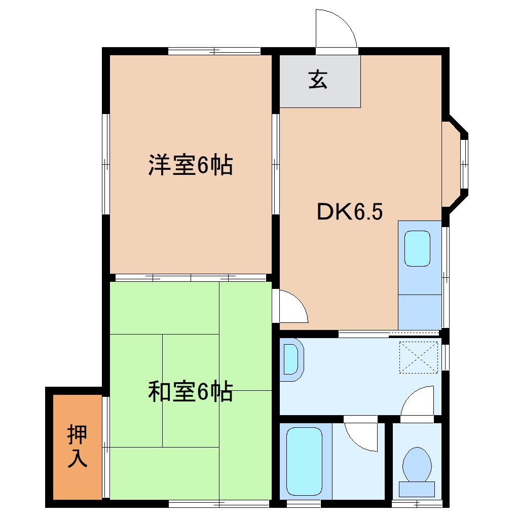 クリザキ クレスト館(2DK/1階)の間取り写真