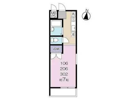 ヴィラクレール(1K/2階)の間取り写真