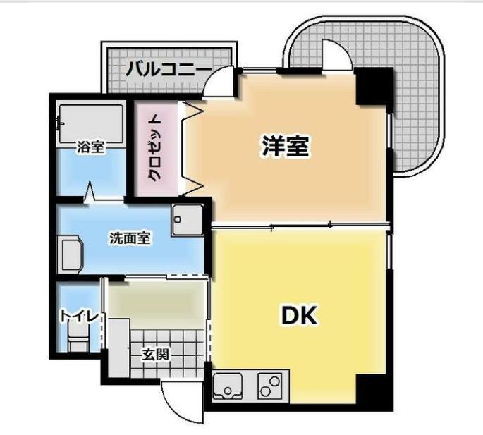 ＪＲ予讃線 丸亀駅 徒歩7分 7階建 築20年(1LDK/4階)の間取り写真