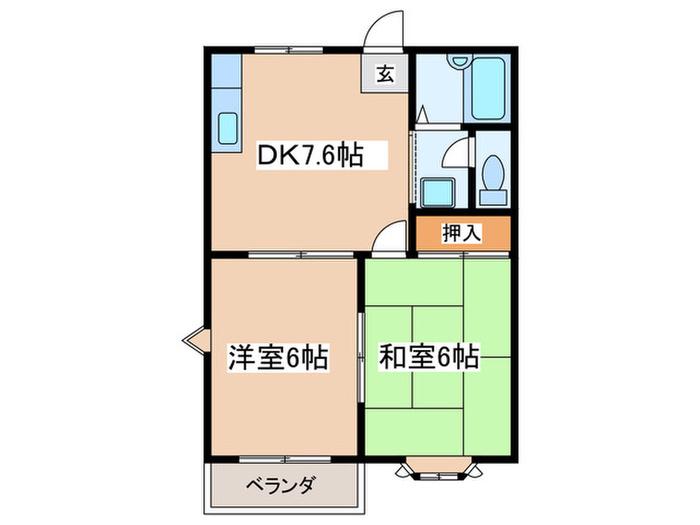 グリーム湘南(2DK/2階)の間取り写真