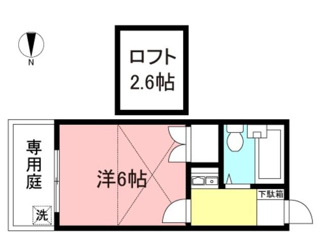 ポンデロッサ南幸町(1K/1階)の間取り写真