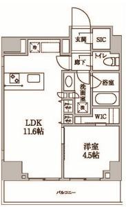 レジディア中延II(1LDK/13階)の間取り写真