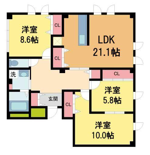 YOSHIMOTOビル(3LDK/4階)の間取り写真