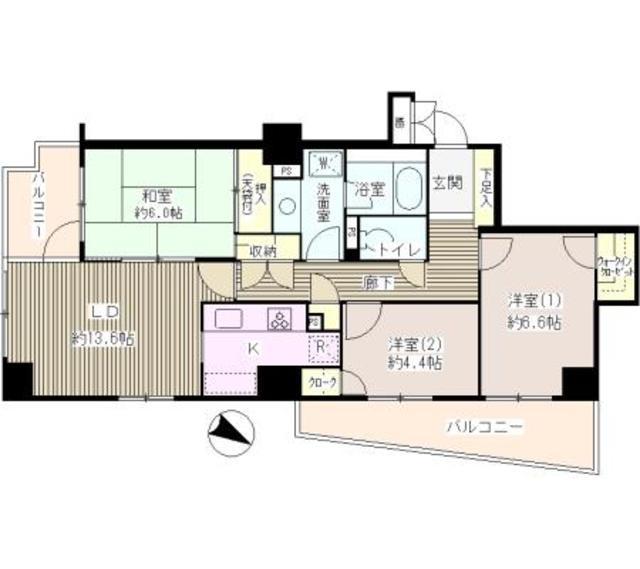 グランデュオ南街区(3LDK/10階)の間取り写真