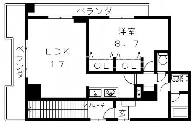 FLAT34深江橋(1LDK/2階)の間取り写真