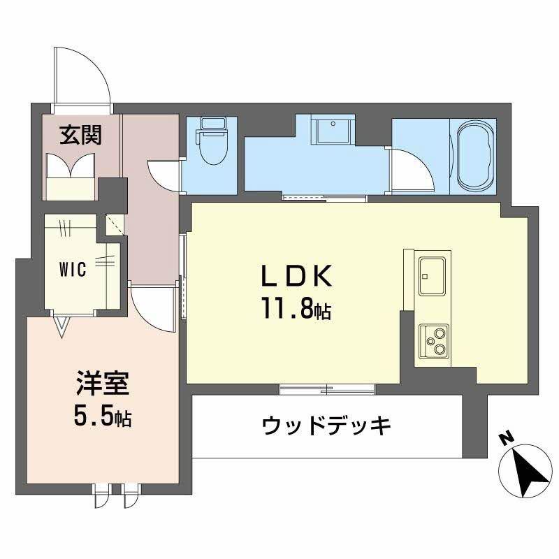 アンビエラ中川(1LDK/1階)の間取り写真
