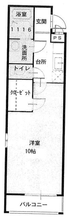 フジパレス吹田ウエストII番館(1K/3階)の間取り写真