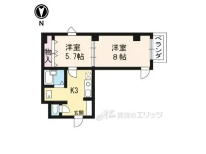 ゴールデンフリース(2K/4階)の間取り写真