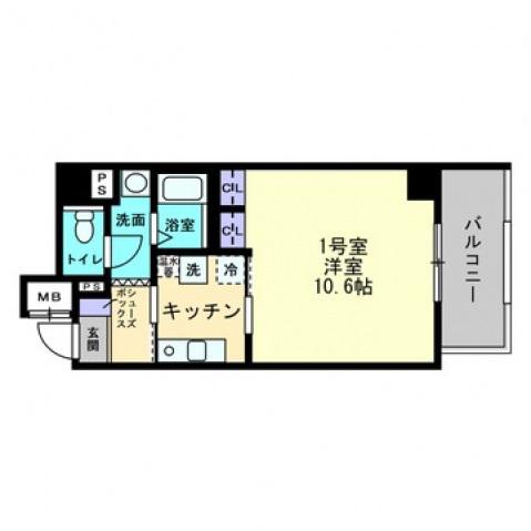 ディアメゾン十日市(1K/6階)の間取り写真