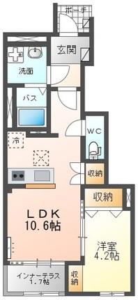 黒岩アパート(1LDK/1階)の間取り写真
