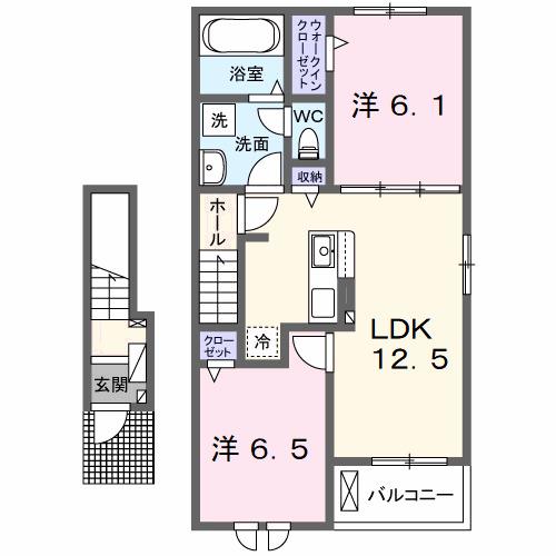 グレイス行橋西泉(2LDK/2階)の間取り写真