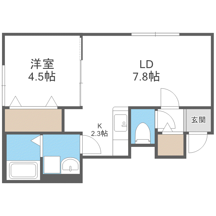 ラリュール真駒内(1LDK/2階)の間取り写真